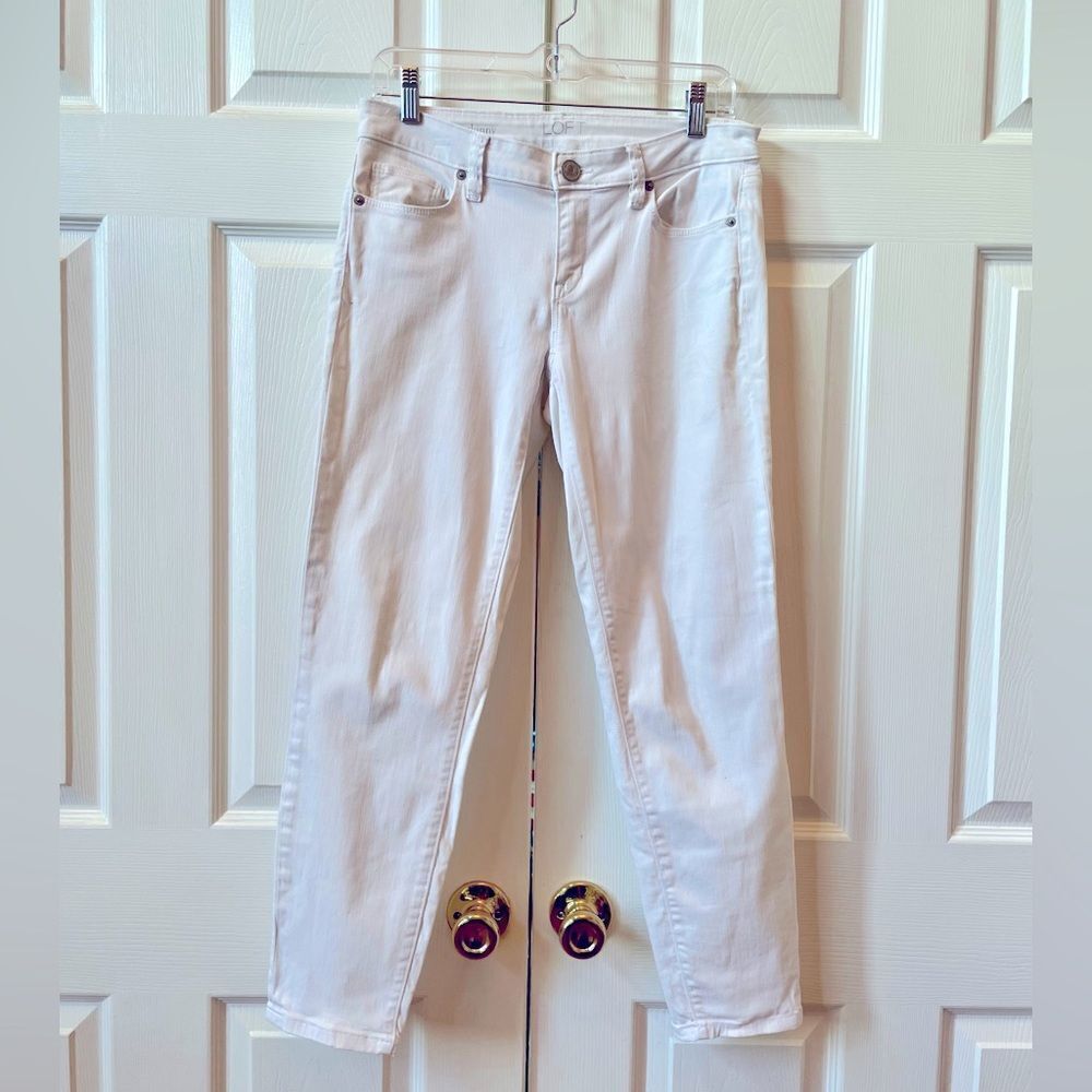 WHITE ANN TAYLOR LOFT MODERN SKINNY JEANS SIZE 27/4 EUC